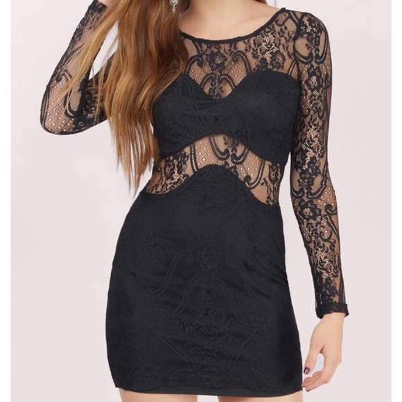 Tobi Dresses & Skirts - Tobi Black Midi Bodycon Lace Dress